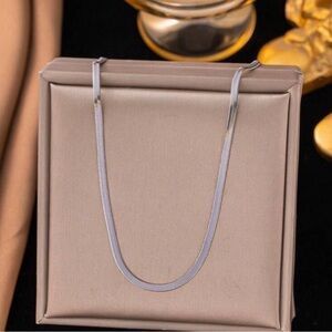 Silver Plated Stainless Steel 2mm Snake Chain Necklace Sleek Minimalist Jewelry